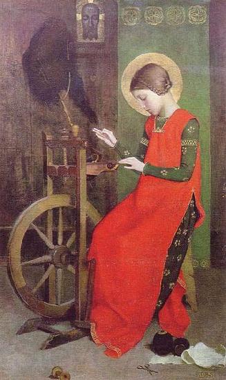 Marianne Stokes St Elizabeth of Hungary Spinning for the Poor Germany oil painting art